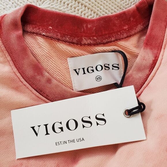 Vigoss Acid Wash Cotton Sweatshirt size XS in Peach - NEW - Picture 9 of 10